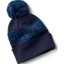 Bonnet Orvis Logo Pom Beanie - Navy Blue